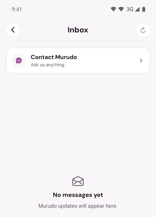 The Inbox with Contact Murudo at the top of the list
