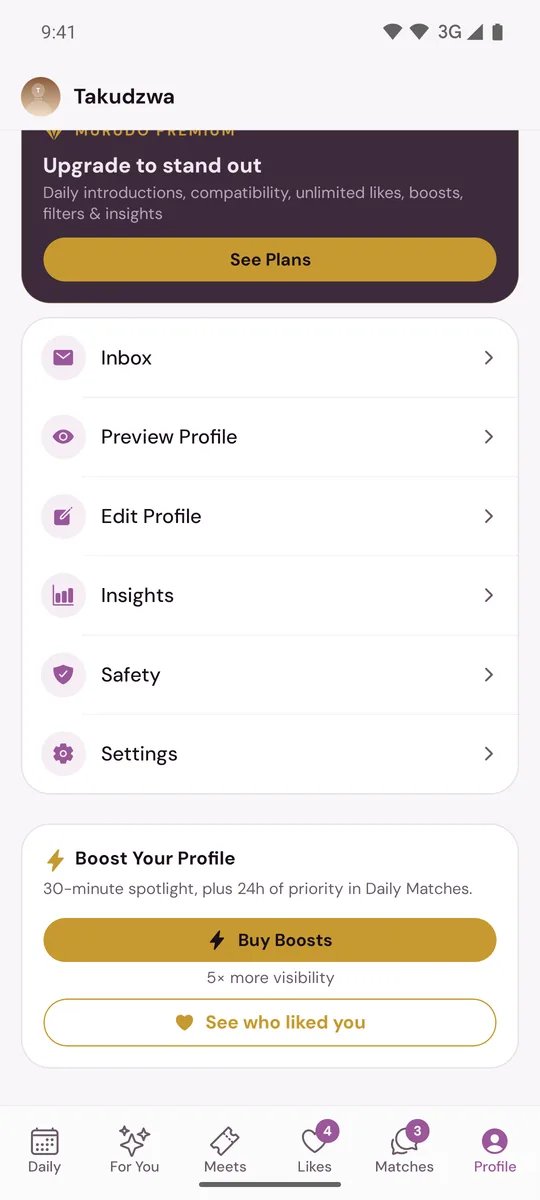The lower part of the Profile tab with the Boost Your Profile card and its button