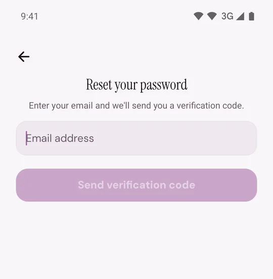 Reset your password, with the email field and the Send verification code button